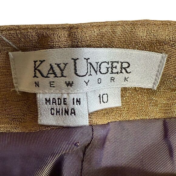 Kay Unger Skirt Size 10 Beige Metallic Pencil Straight Knee Length Career NWOT - Picture 5 of 9